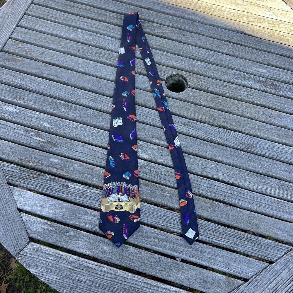 Vintage  Fratello Tie Handmade Necktie Tie Books Library Teacher‎ Desk Education